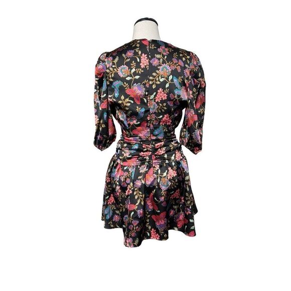 MISA Los Angeles Short Sleeve Silky Floral Mini Dress Size XS - Picture 4 of 5